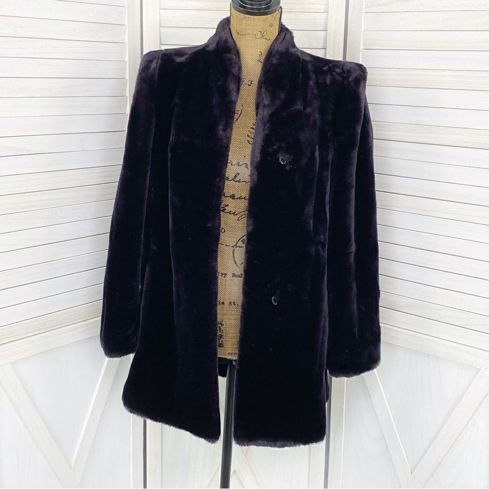 Vintage Avec Tu Faux Fur Coat Purple 10 Overcoat‎ Glam Chunky Retro Gothic